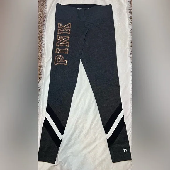 PINK sequin leggings NEW - Picture 2 of 3